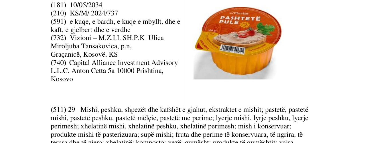 Zëri i markës pashtete pule në buletin