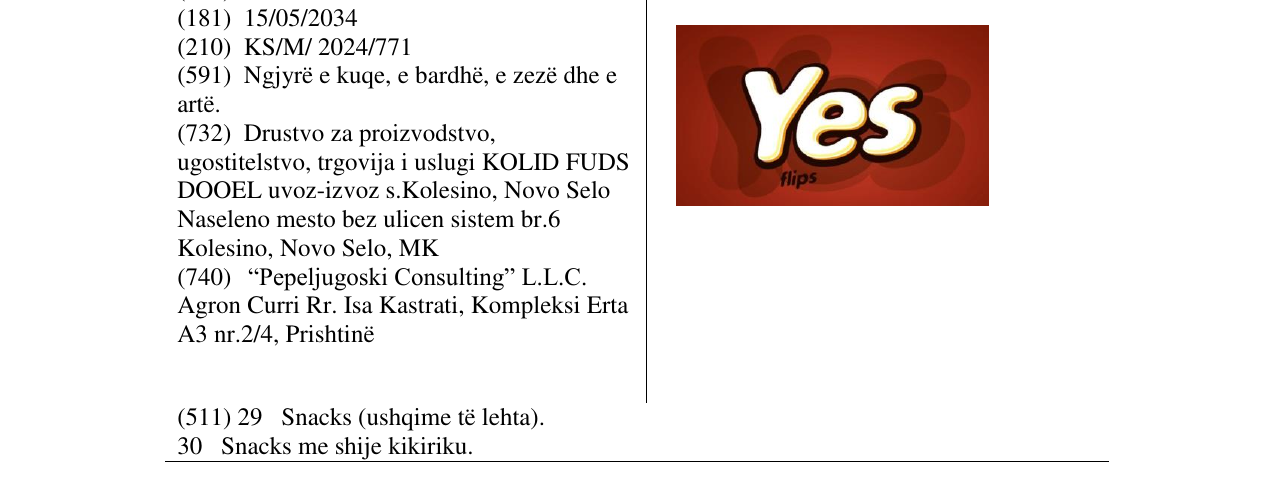 Zëri i markës yes në buletin