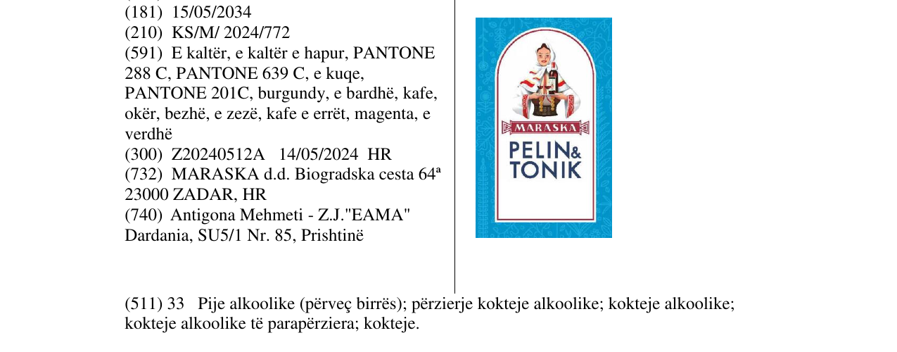 Zëri i markës PELIN&TONIK në buletin