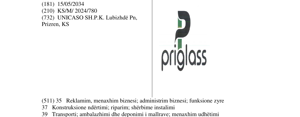 Zëri i markës PRIGLASS në buletin