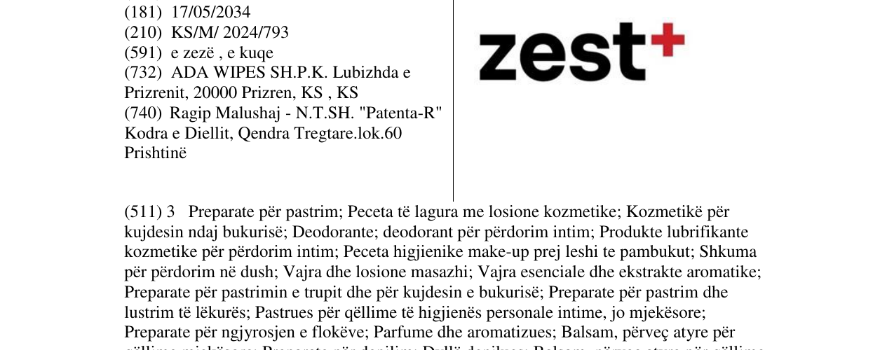 Zëri i markës zest+ në buletin