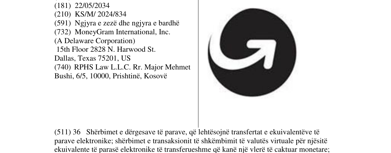 Zëri i markës Money Gram international në buletin