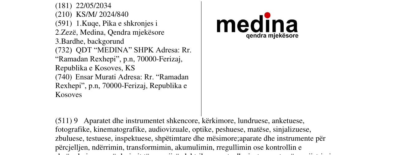 Zëri i markës medina në buletin
