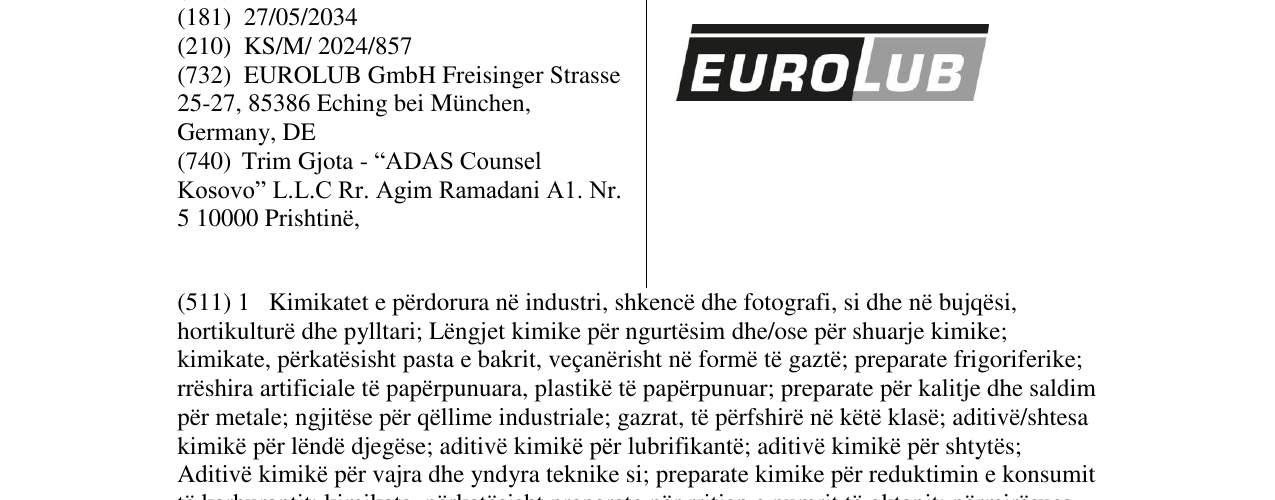 Zëri i markës EUROLUB në buletin