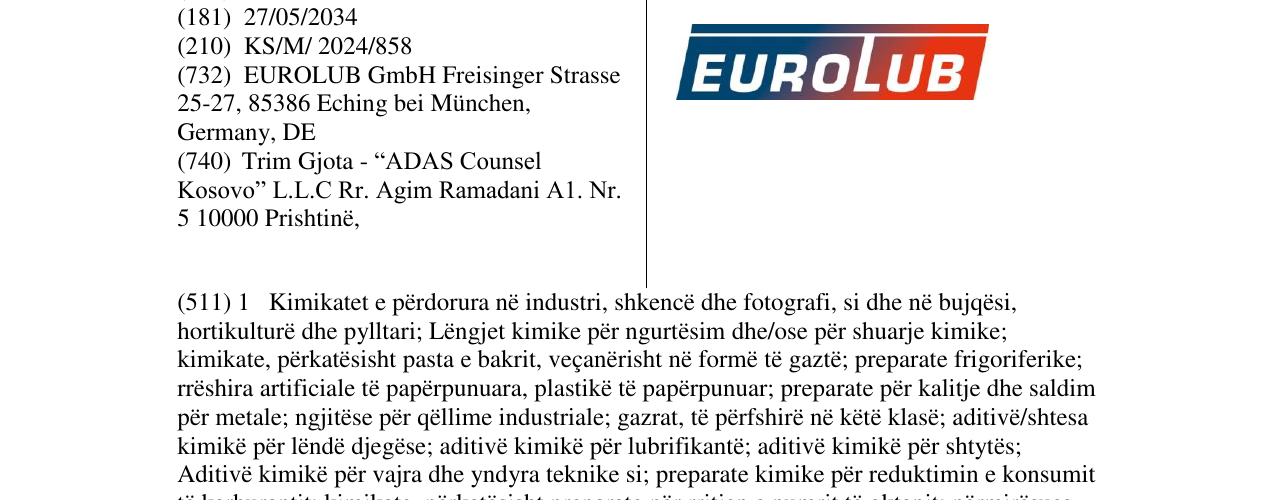 Zëri i markës EUROLUB në buletin