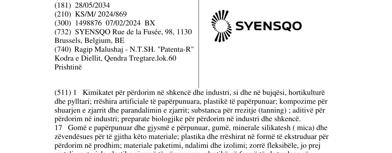 Zëri i markës SYENSQO në buletin