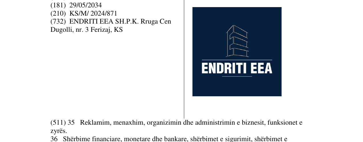 Zëri i markës ENDRITI EEA në buletin