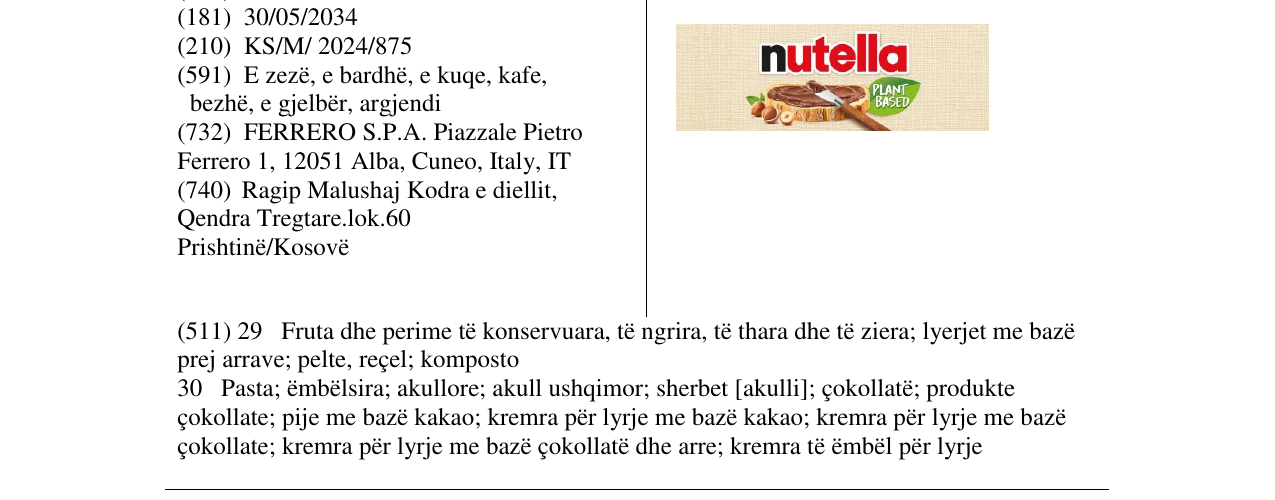 Zëri i markës nutella në buletin