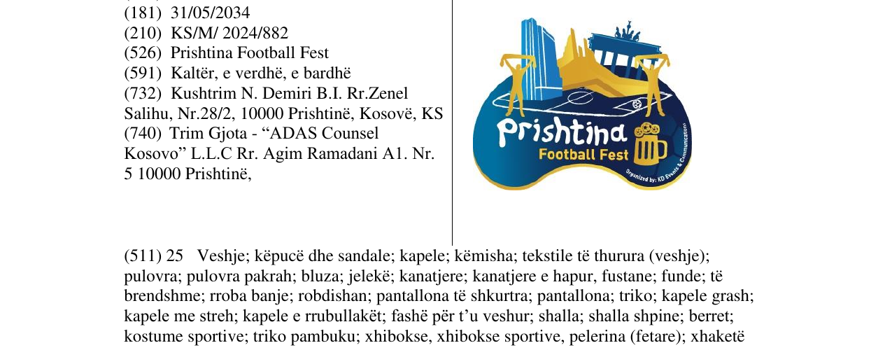 Zëri i markës Prishtina Football Fest në buletin