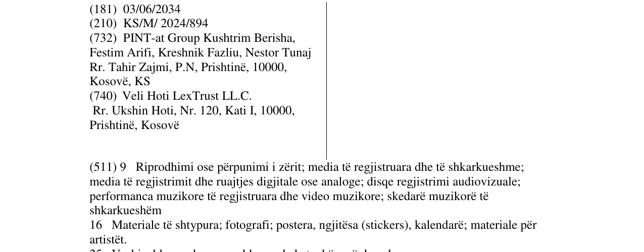 Zëri i markës Pint në buletin