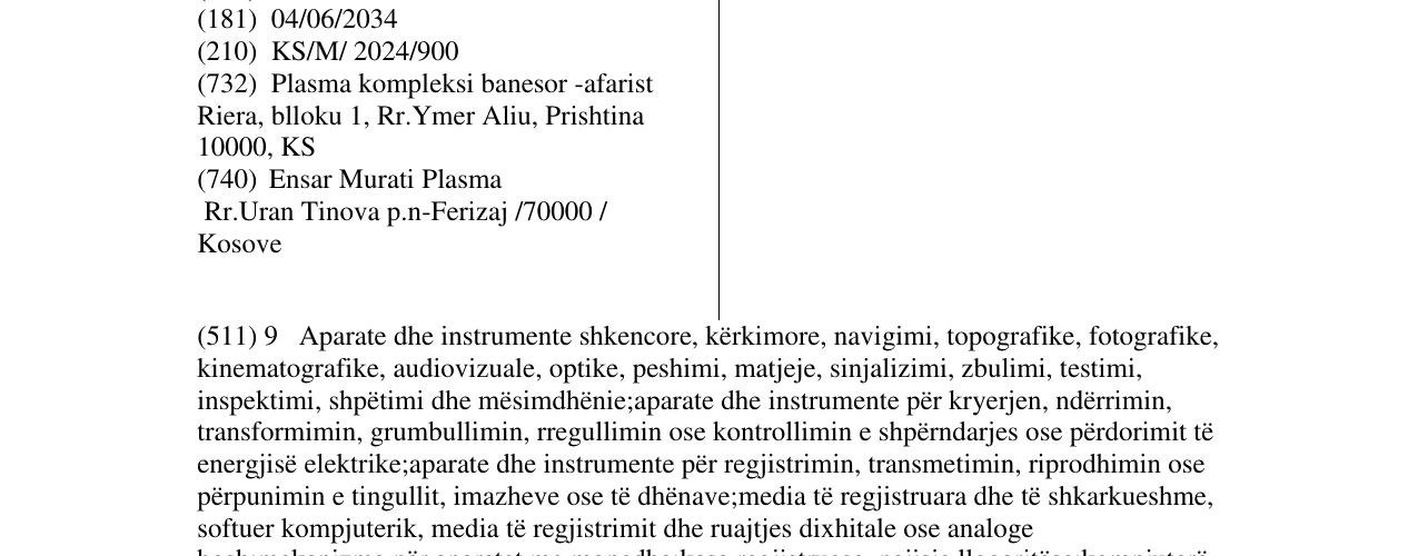 Zëri i markës PLASMA në buletin