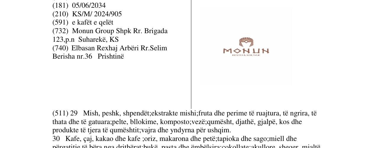 Zëri i markës MONUN në buletin