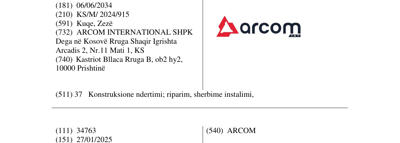 Zëri i markës arcom në buletin