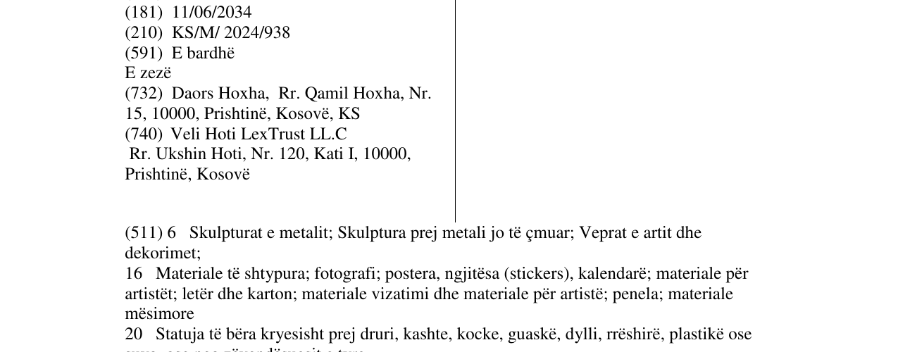 Zëri i markës Daorson në buletin