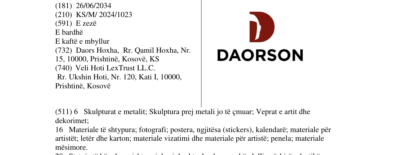 Zëri i markës DAORSON në buletin