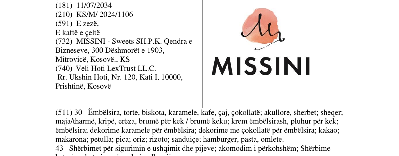 Zëri i markës MISSINI në buletin