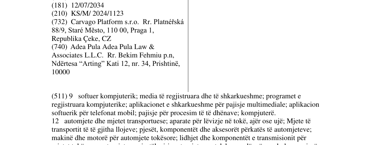 Zëri i markës carvago në buletin