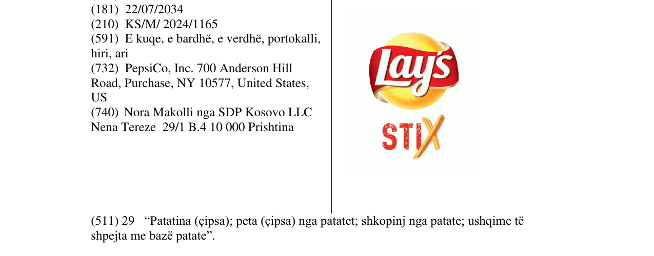 Zëri i markës LAYS STIX në buletin