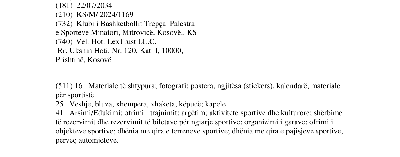 Zëri i markës KB Trepça në buletin