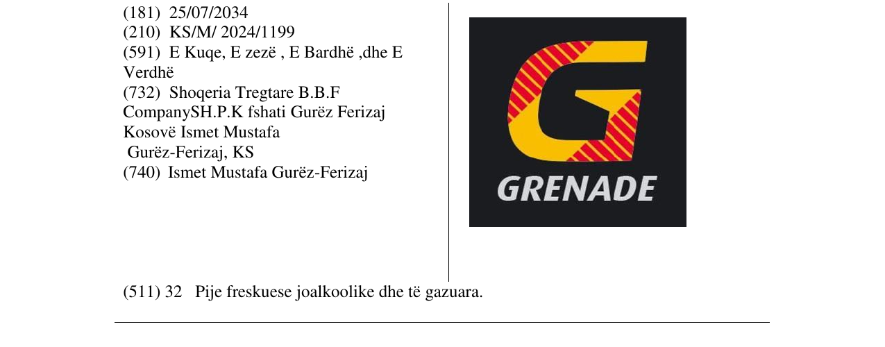 Zëri i markës GRENADE në buletin
