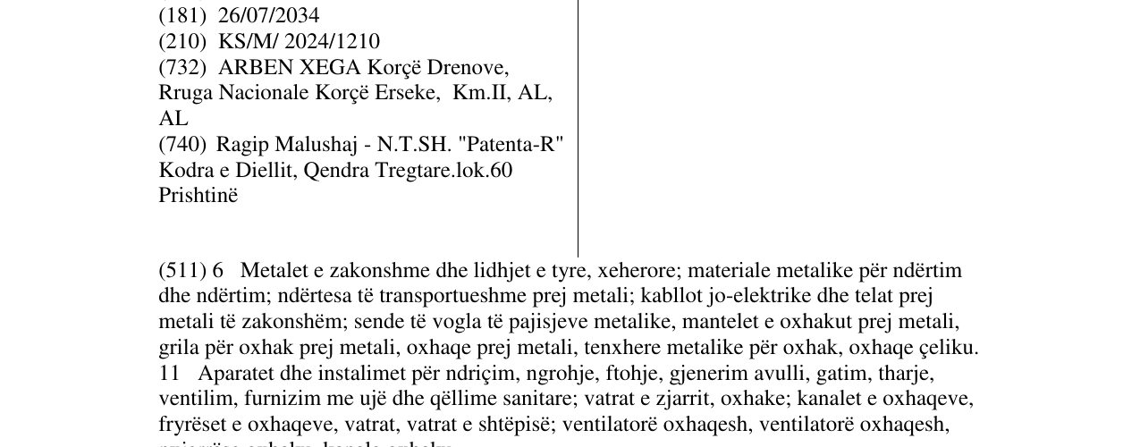 Zëri i markës Kaminetto në buletin