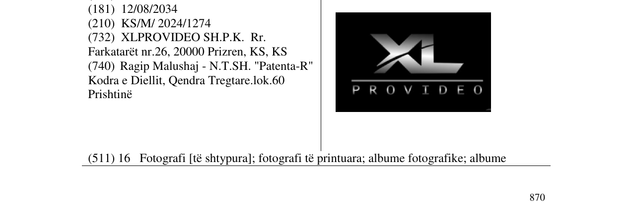 Zëri i markës XL PROVIDEO në buletin