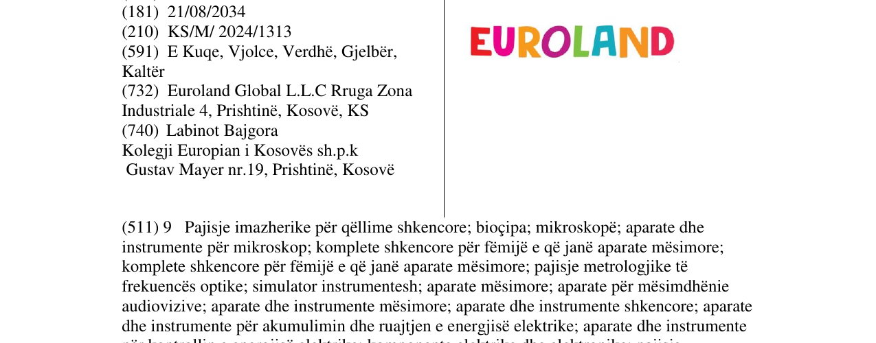Zëri i markës EUROLAND në buletin