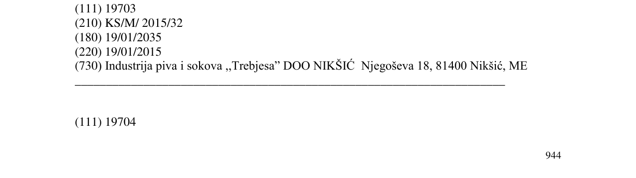 Zëri i markës Niksicka në buletin