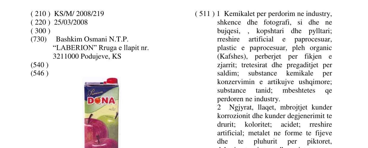 Zëri i markës DONA në buletin