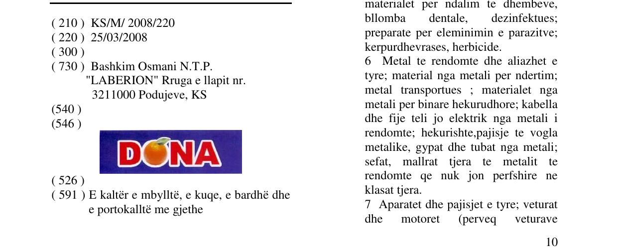 Zëri i markës DONA në buletin