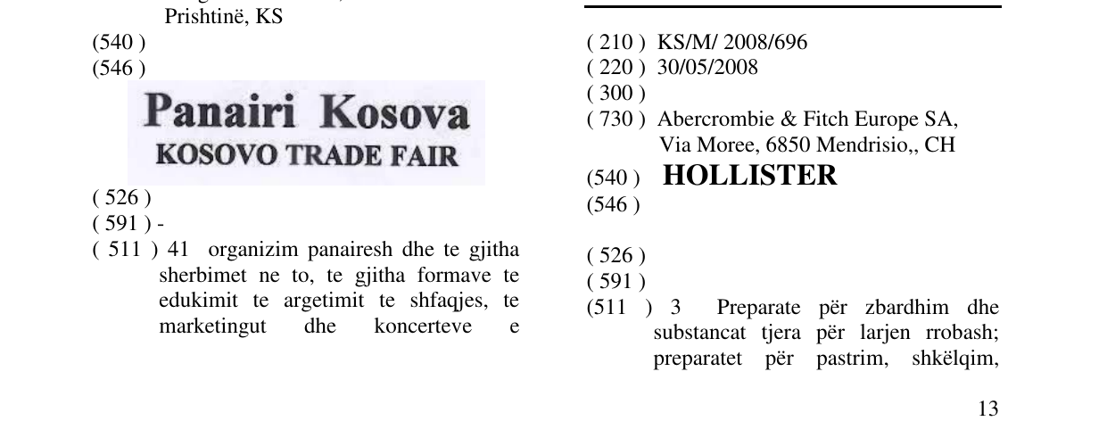 Zëri i markës HOLLISTER në buletin