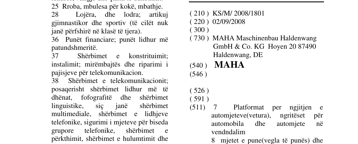 Zëri i markës MAHA në buletin
