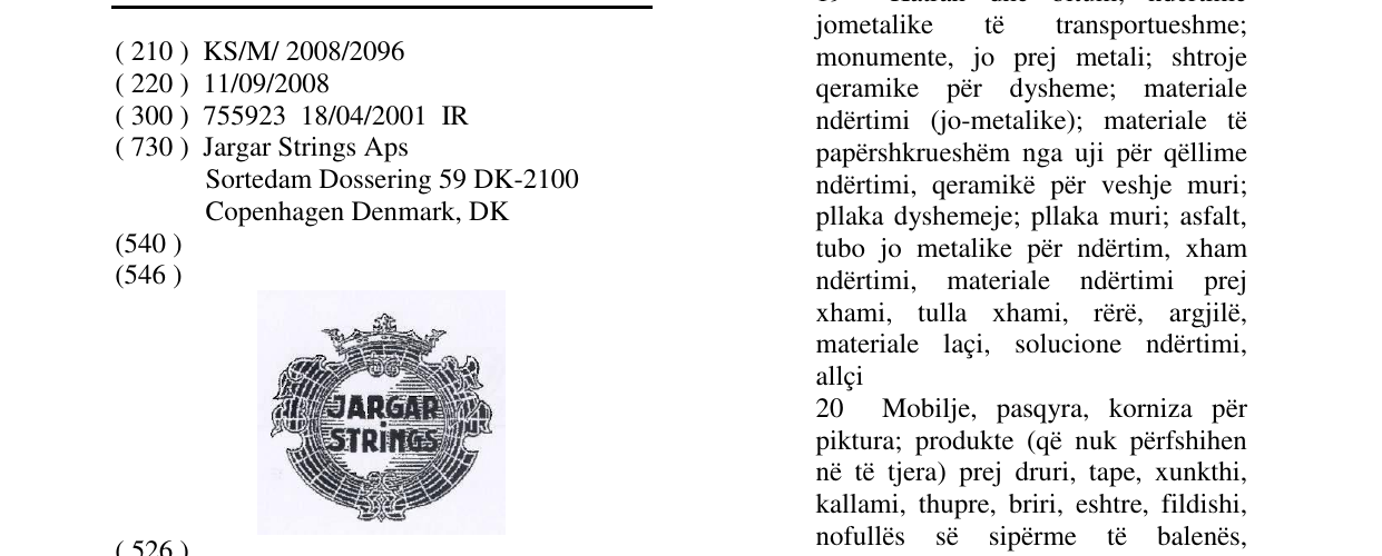 Zëri i markës JARGAR STRINGS & DEVICE në buletin