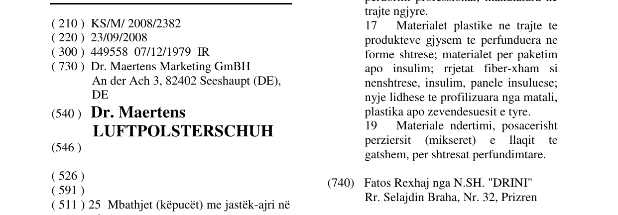 Zëri i markës Dr. Maertens LUFTPOLSTERSCHUH në buletin