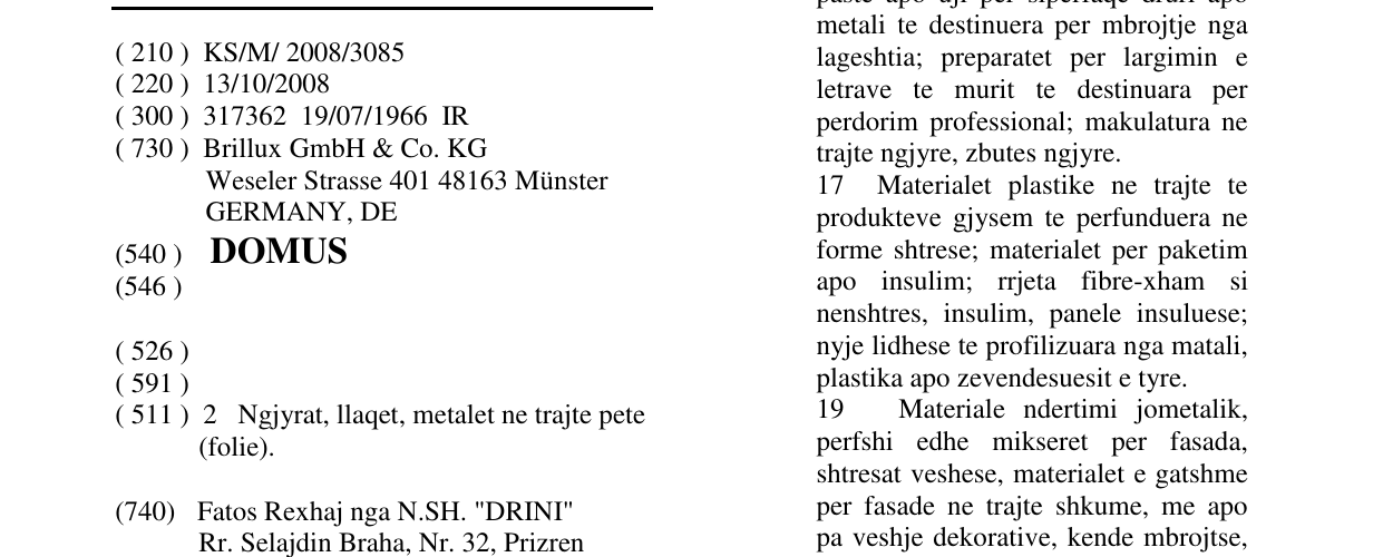 Zëri i markës DOMUS në buletin