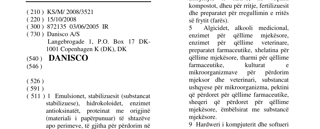 Zëri i markës DANISCO në buletin