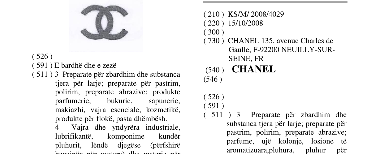 Zëri i markës CHANEL në buletin