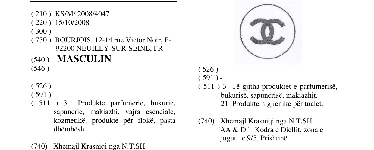 Zëri i markës MASCULIN në buletin