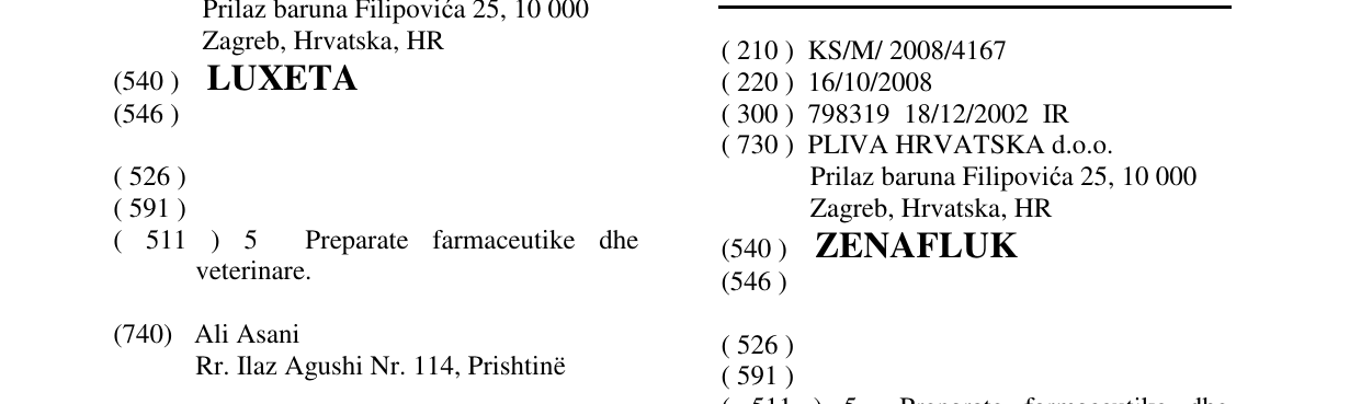 Zëri i markës ZENAFLUK në buletin