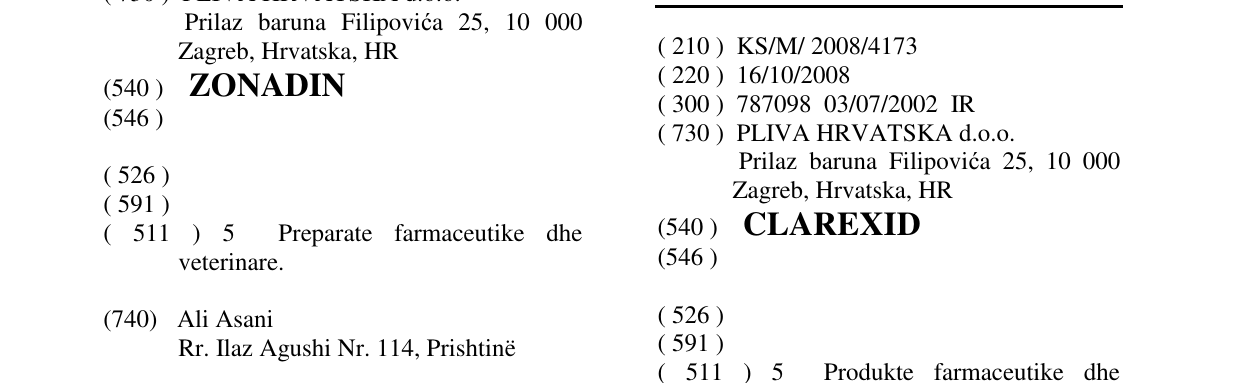 Zëri i markës CLAREXID në buletin