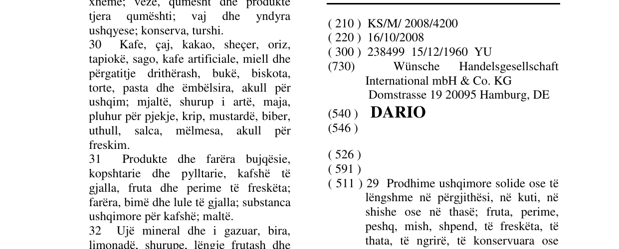 Zëri i markës DARIO në buletin