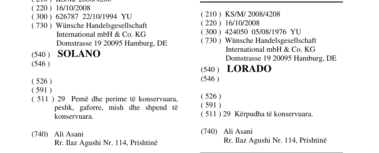 Zëri i markës LORADO në buletin