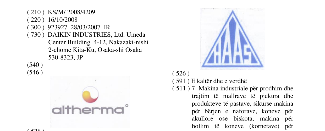 L'inscription de la marque altherma au bulletin