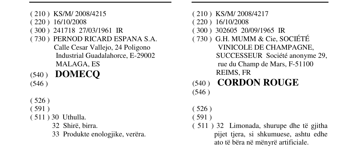 Zëri i markës CORDON ROUGE në buletin