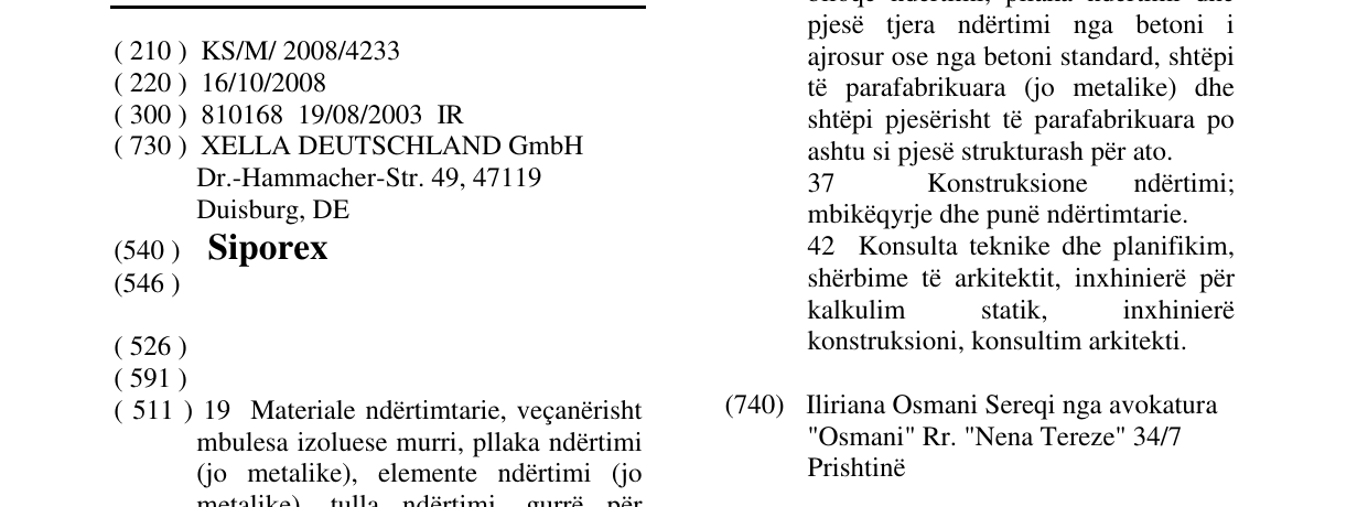 Zëri i markës Siporex në buletin