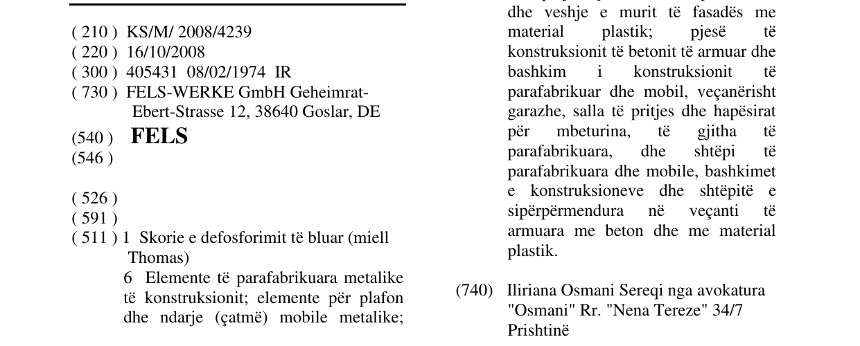 Zëri i markës FELS në buletin