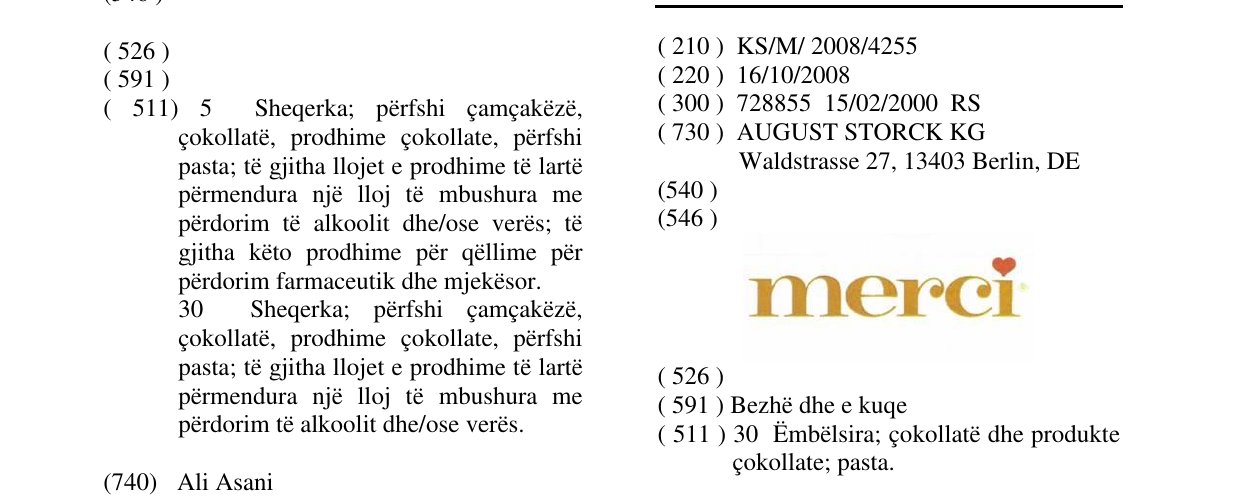 Zëri i markës merci në buletin