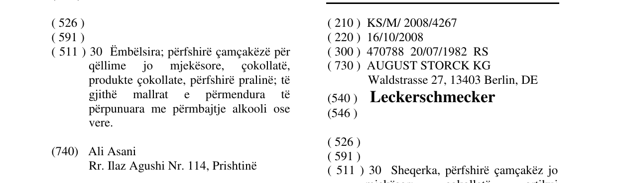 Zëri i markës Leckerschmecker në buletin