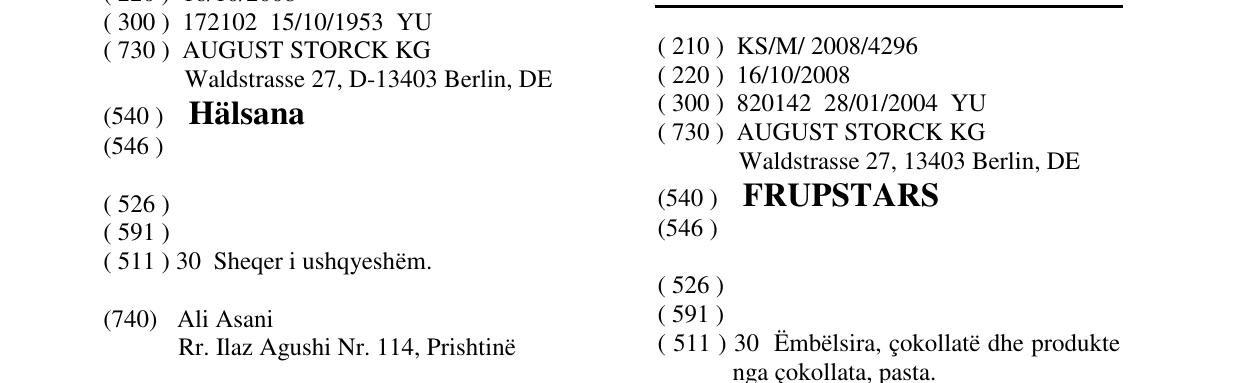 Zëri i markës FRUPSTARS në buletin