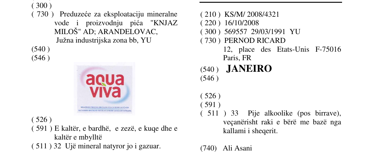 Zëri i markës JANEIRO në buletin